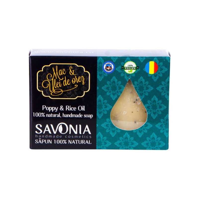 Sapun natural mac si ulei de orez, 90 g, Savonia