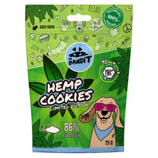 Recompense cu peste pentru caini Hemp Cookies, 75 g, Mr. Bandit