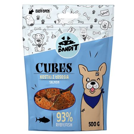 Recompense cu somon pentru caini Cubes, 500 g, Mr. Bandit