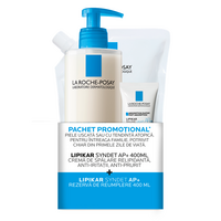 Pachet Crema de spalare Lipikar Syndet AP+, 400 ml + Rezerva, 400 ml + Balsam Lipikar Baume Light AP+M, 15 ml, La Roche-Posay
