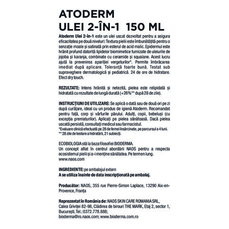 Ulei de corp 2 in 1 Atoderm, 150 ml, derma 751481