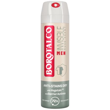 Deodorant spray antiperspirant pentru barbati Invisible, 150 ml, Borotalco