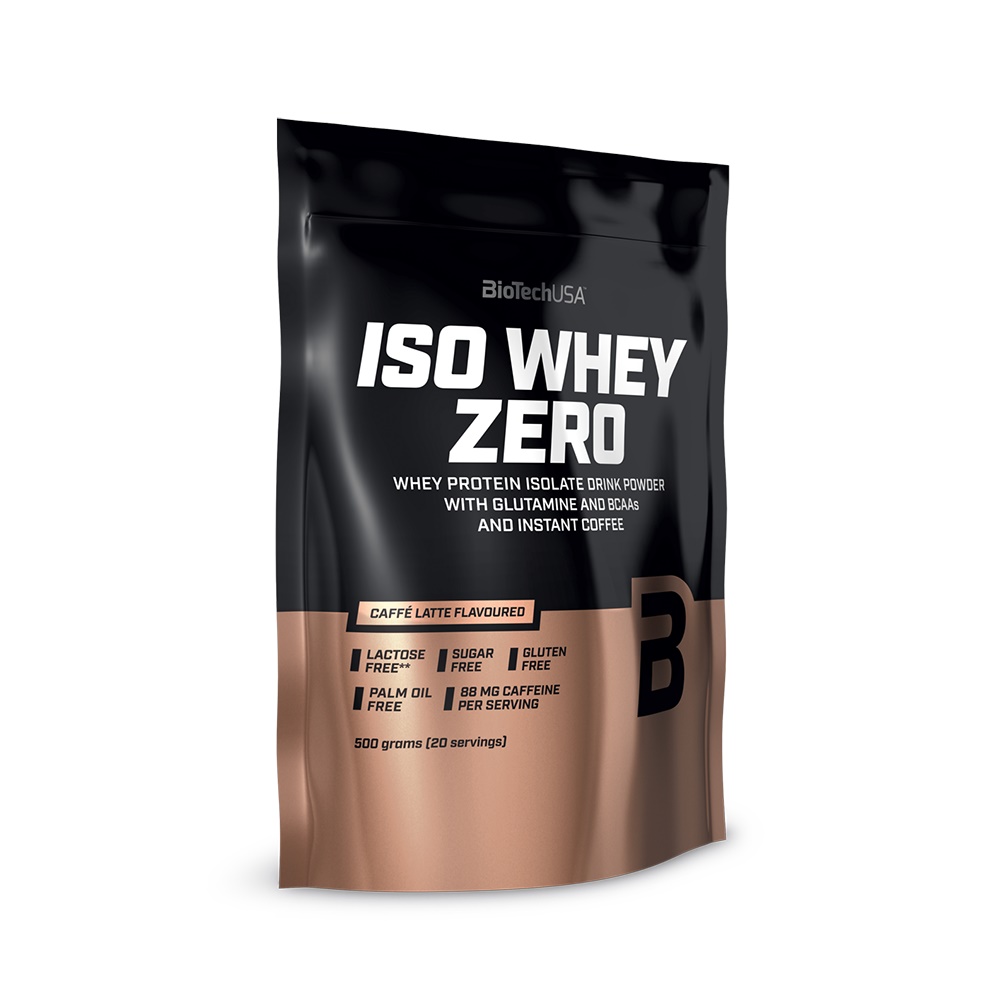 Pudra proteica Iso Whey Zero Caffe Latte, 500 g, Biotech USA