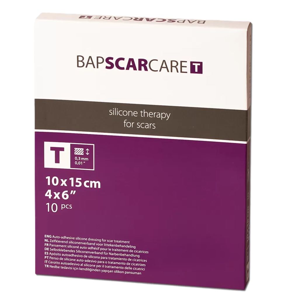 Pansament tratament din silicon pentru cicatrici BapScarCare T, 10x15 cm, 10 bucati, Bap Medical