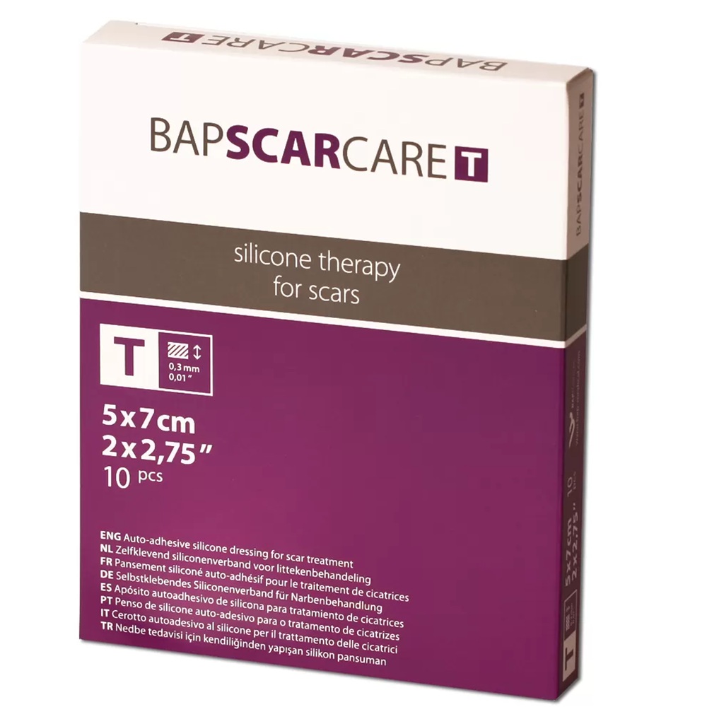 Pansament transparent din silicon pentru cicatrici BapScarCare T, 5 x 7 cm, 10 bucati, Bap Medical