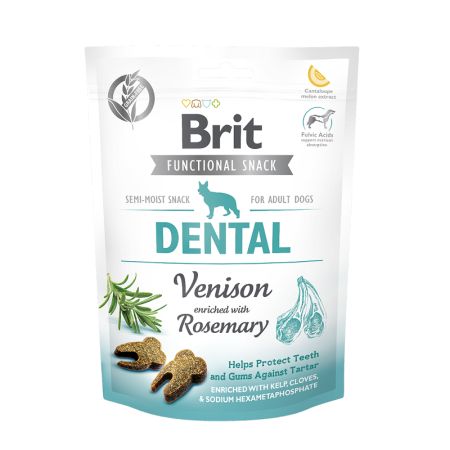 Snack cu vanat si rozmarin pentru caini Dental, 150 g, Brit