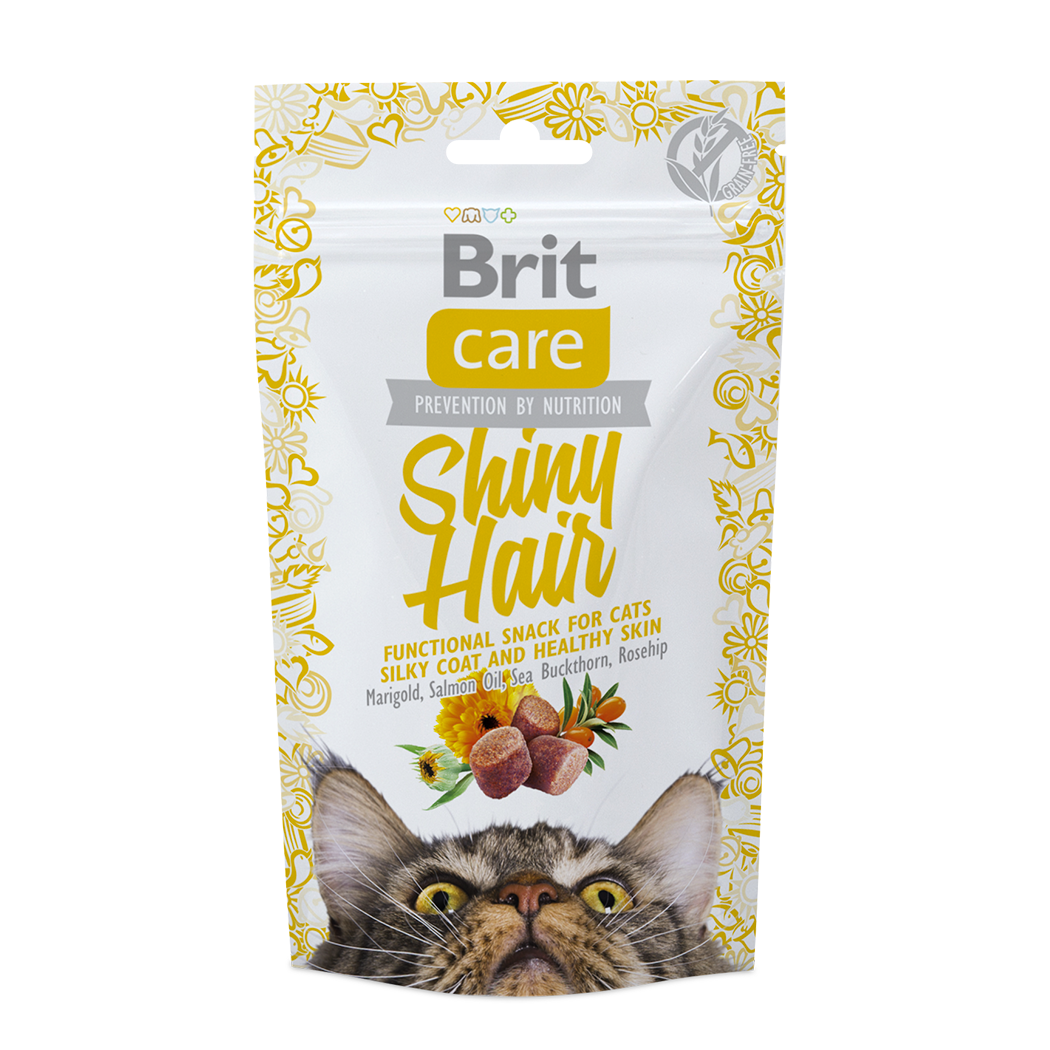 Recompense fara cereale pentru pisici Brit Care Snack Shiny Hair, 50 g, Brit