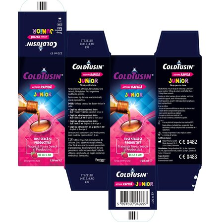 Sirop de tuse pentru copii cu ingrediente naturale Coldtusin Junior, 120 ml, Perrigo 697632