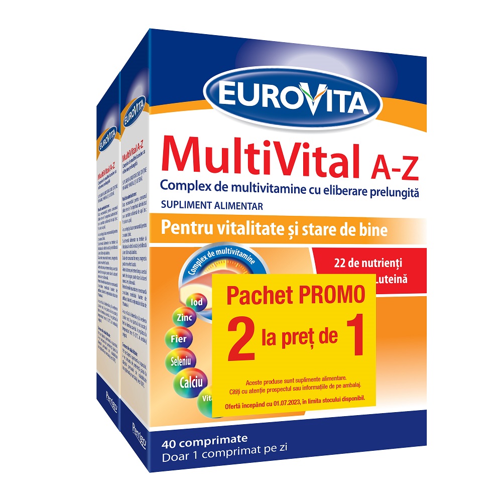 Pachet MultiVital A-Z, 40 + 40 comprimate, Eurovita