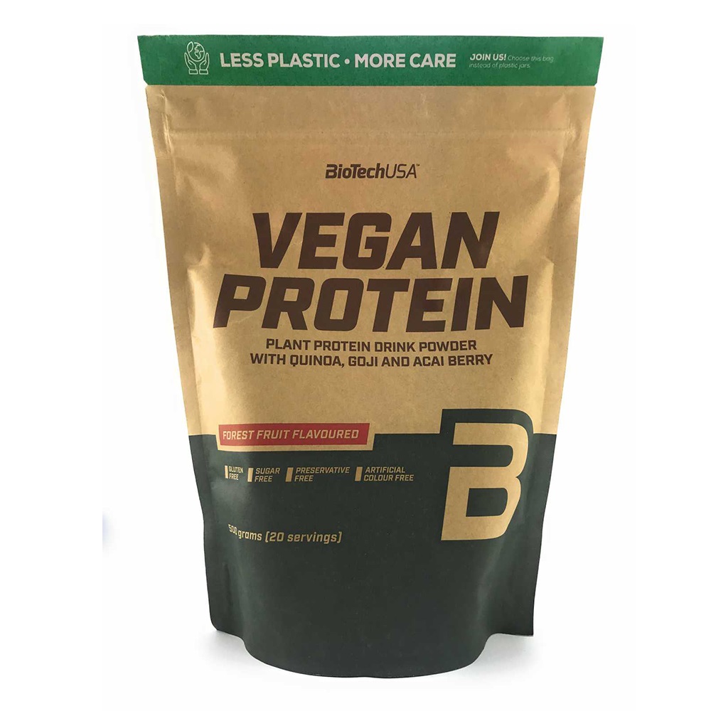 Pudra proteica vegana cu aroma de fructe de padure Vegan Protein, 500 g, BioTech USA