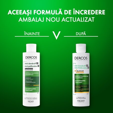 Sampon antimatreata pentru par uscat si scalp cu senzatie de mancarime Dercos, 200 ml, Vichy 747971