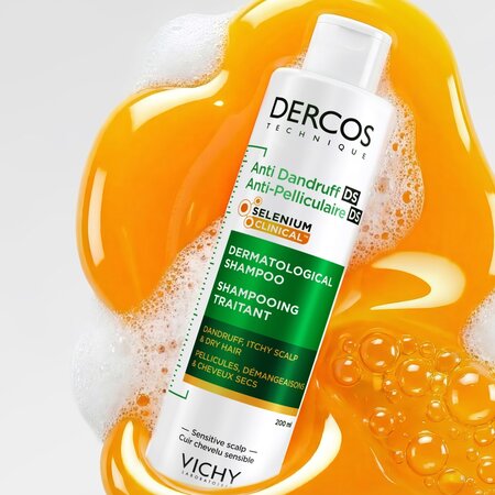 Sampon antimatreata pentru par uscat si scalp cu senzatie de mancarime Dercos, 200 ml, Vichy 747975