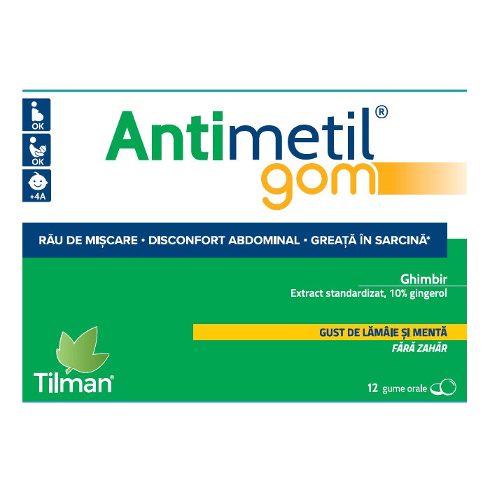 Antimetil gom, 12 comprimate, Tilman