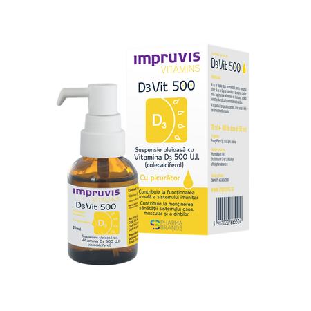 Suspensie uleioasa cu Vitamina D3 cu picurator DeVit 500, 500UI, 20 ml, Pharma Brands