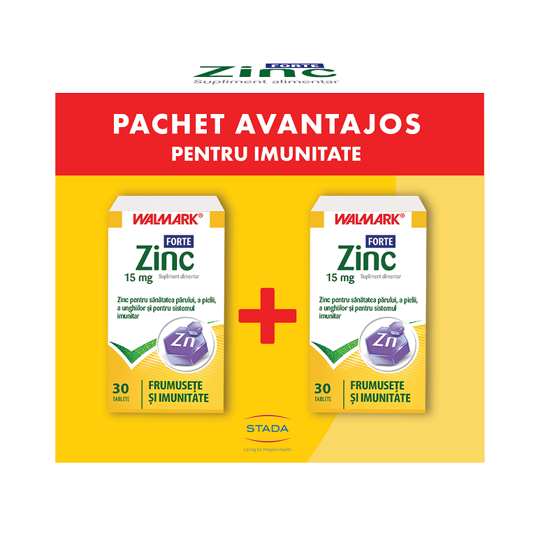 Pachet Zinc Forte, 30 + 30 tablete, Walmark