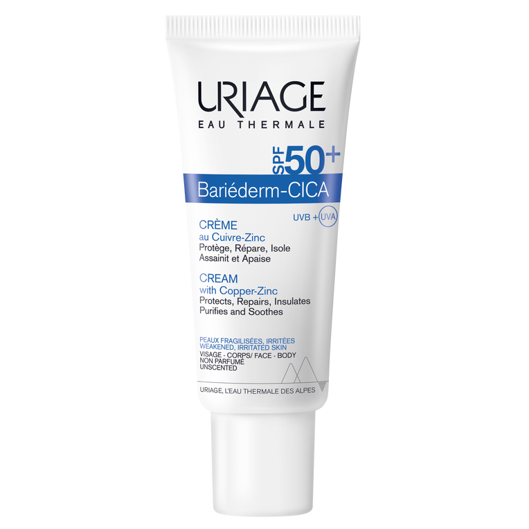 Crema cu SPF 50+ Bariederm Cica, 40 ml, Uriage