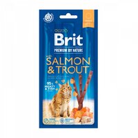 Recompense cu somon si pastrav pentru pisici Premium By Nature Cat Sticks, 3 bucati, Brit