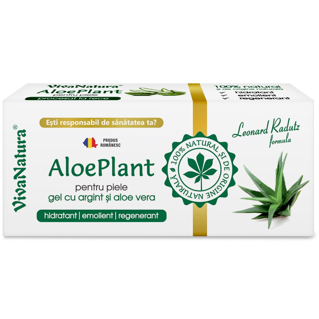 Gel pentru piele cu argint si aloe vera Aloe Plant, 20 ml, Vivanatura