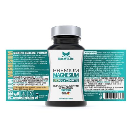 Magneziu Bisglicinat Premium, 60 capsule, Boost4Life 671445