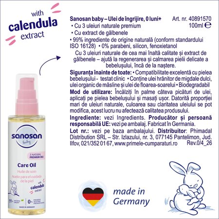 Ulei de ingrijire pentru bebelusi, 100 ml, Sanosan 737610