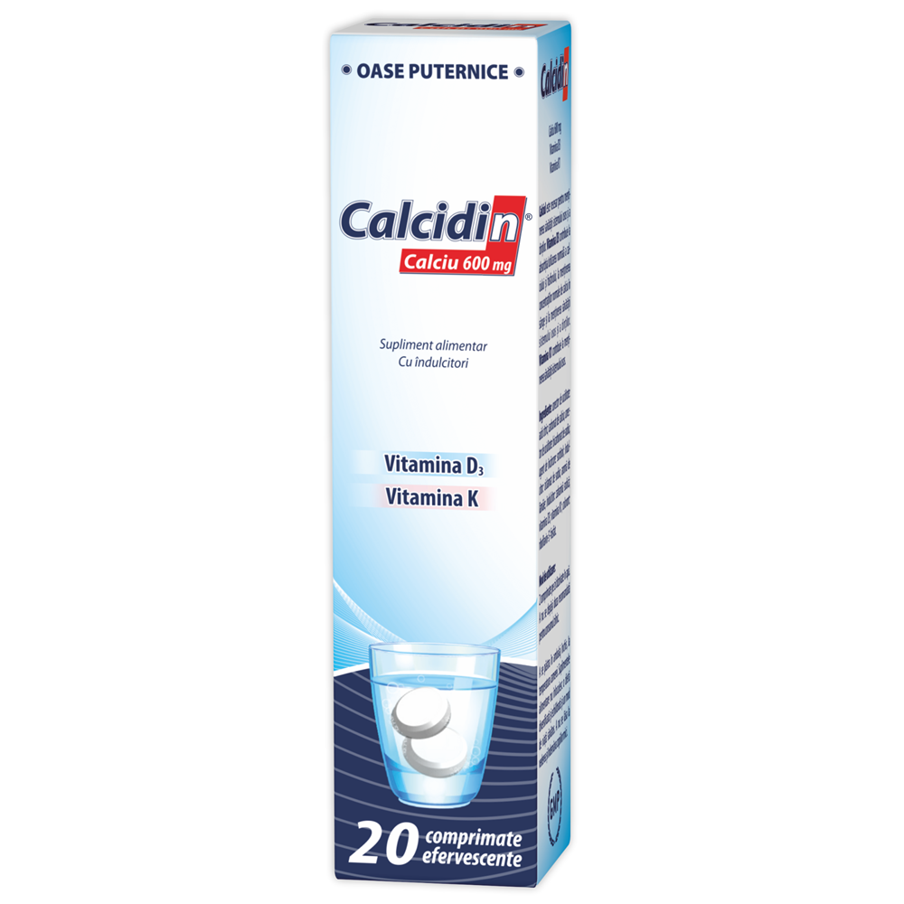 Calcidin 600 mg, 20 comprimate efervescente, Zdrovit