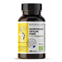 Scortisoara Ceylon pura ecologica, 600 mg, 60 capsule vegetale, Republica Bio