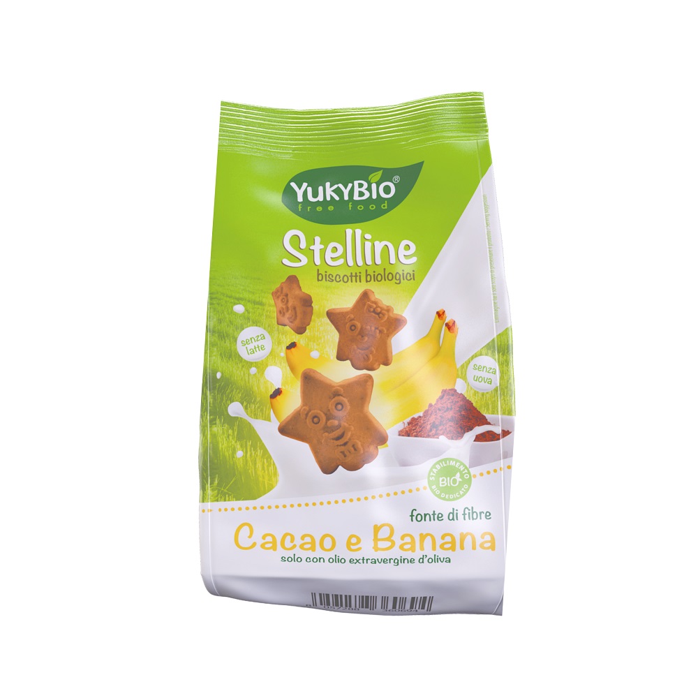 Biscuiti bio cu banane si cacao, 120 g, Yukybio