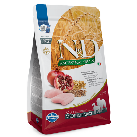 Hrana cu pui, ovaz si rodie pentru caini N&D Ancestral Grain, 2500 g, Farmina