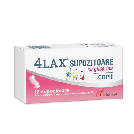 Supozitoare cu glicerina pentru copii 4Lax, 12 bucati, Labormed 617173