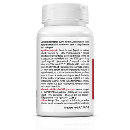 Natural Vitamina K2, 60 capsule, Zenyth 701842
