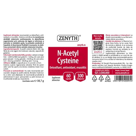 N-Acetyl L-Cysteine, 60 capsule, Zenyth 701792