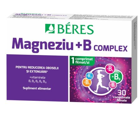 Magneziu + B complex, 30 comprimate filmate, Beres Pharmaceuticals Co