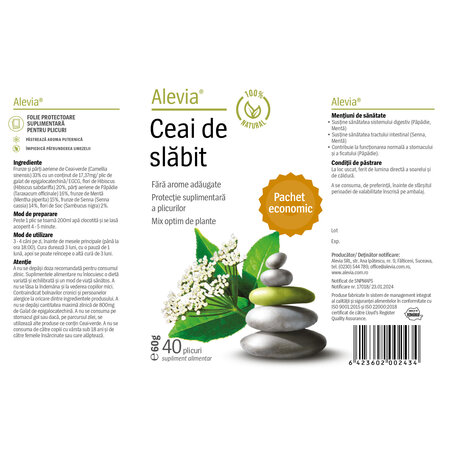 Ceai de slabit, 40 plicuri, Alevia 619015