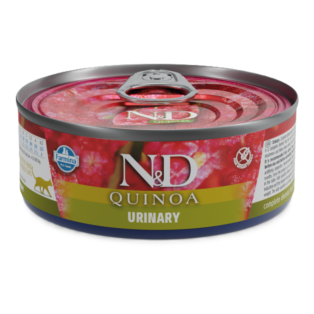 Hrana umeda cu rata pentru pisici N&D Quinoa Urinary, 80 g, Farmina