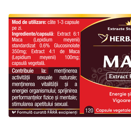Maca, 120 capsule, Herbagetica 688559