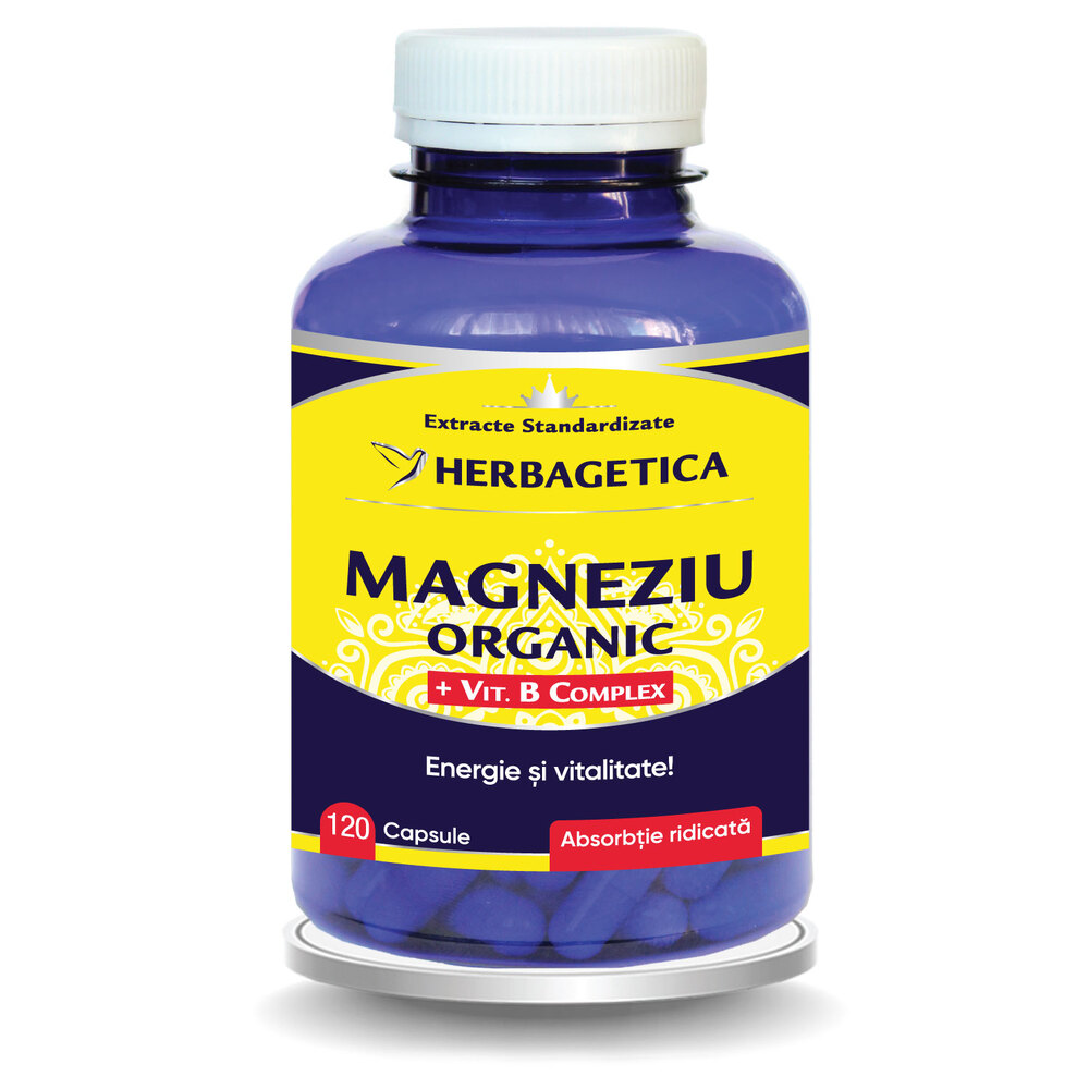 Magneziu Organic cu Vitamina B complex, 120 capsule, Herbagetica