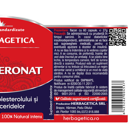 Colesteronat, 60 capsule, Herbagetica 688491