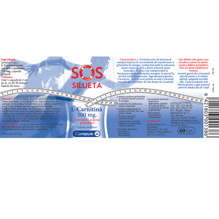 L-Carnitina SOS Silueta, 500 mg, 60 capsule, Rotta Natura 598103