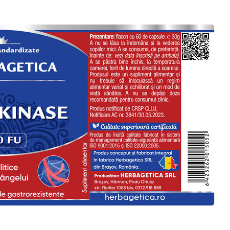 Super Nattokinase, 2750 FU, 60 capsule, Herbagetica 688894