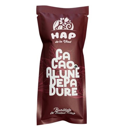 Baton raw vegan cu cacao si alune de padure, 45 g, Hap de la Vlad