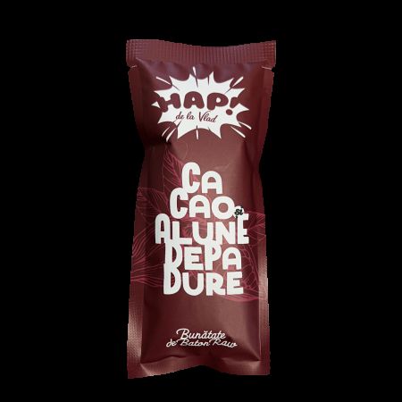 Baton raw vegan cu cacao si alune de padure, 45 g, Tata Vlad