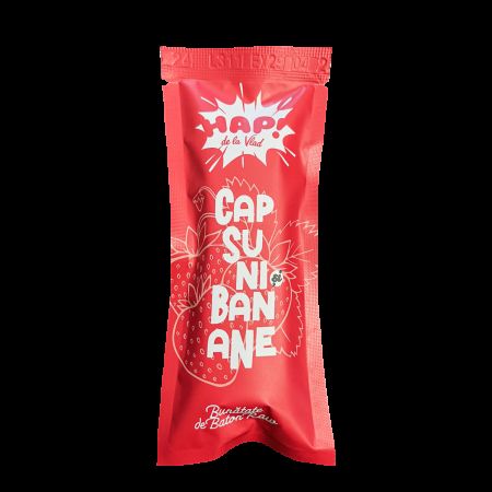 Baton raw vegan cu capsuni si banane, 45 g, Tata Vlad