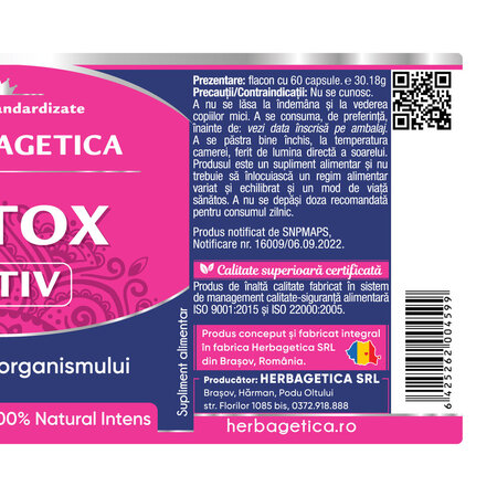 Detox Activ, 60 capsule, Herbagetica 688758