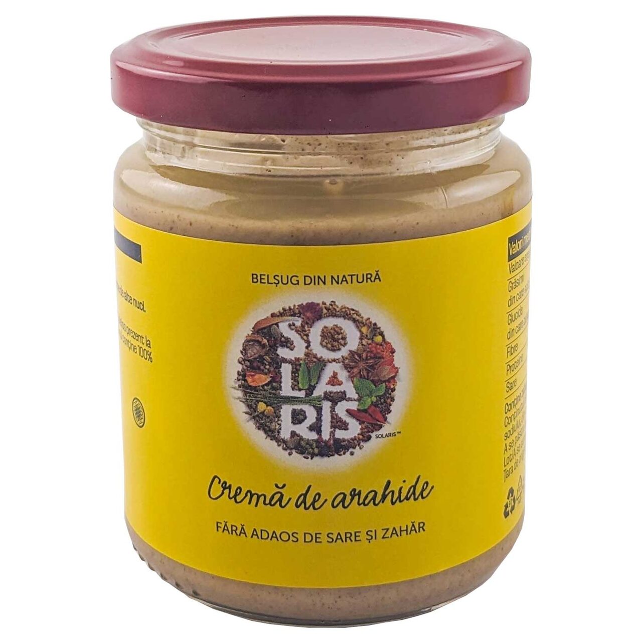 Crema de arahide naturala, 250 g, Solaris