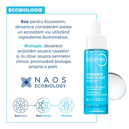 Ser hidratant pentru fata Hydrabio Hyalu+, 30 ml, Bioderma 739366