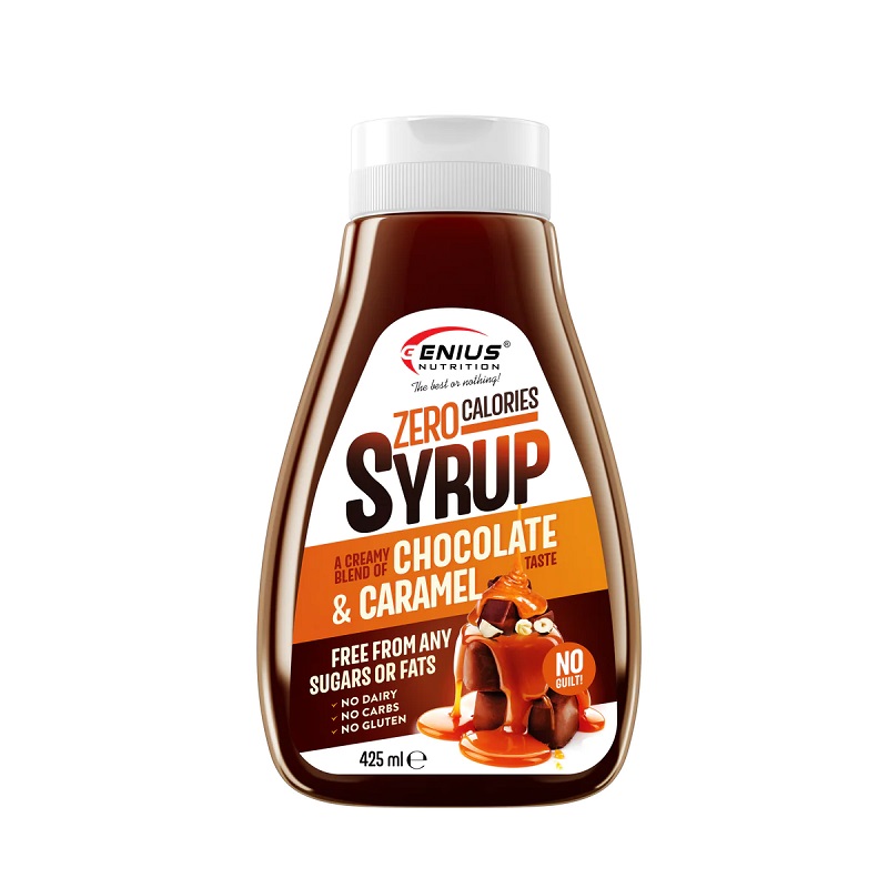 Sirop cu aroma de ciocoloata si caramel Zero Calories, 425 ml, Genius Nutrition