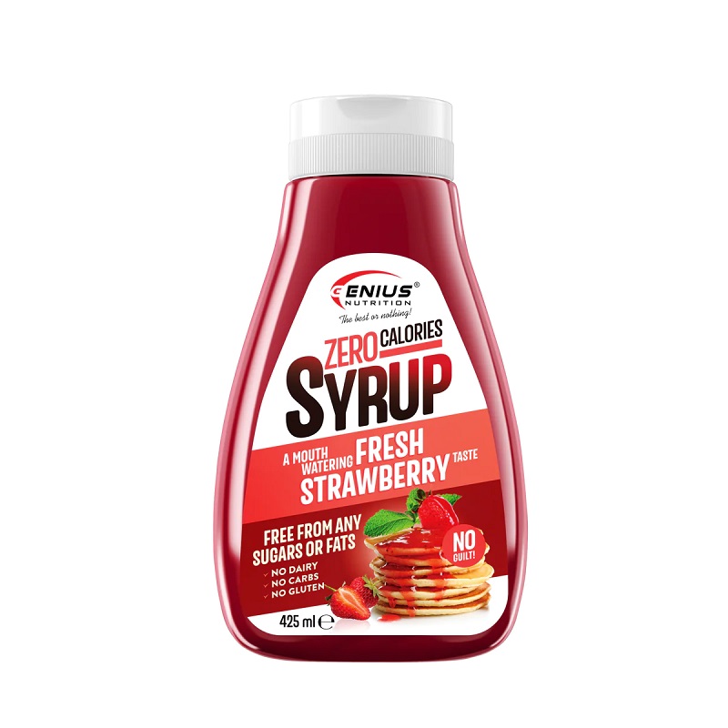 Sirop cu aroma de capsuni Zero Calories, 425 ml, Genius Nutrition