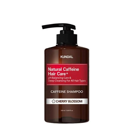 Sampon pentru scalp cu cafeina cu aroma de flori de cires, 500 ml, Kundal