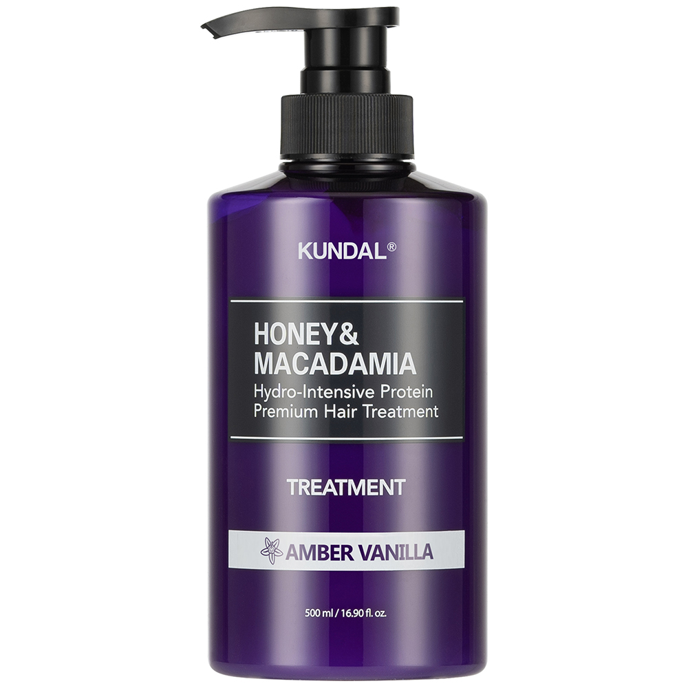 Tratament pentru par Honey & Macadamia cu aroma de vanilie si chihlimbar, 500 ml, Kundal