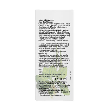 Sirop de patlagina, 100, Vitalia 708831